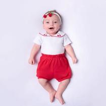 Conjunto Bebê Verão 100 Algodão Bordado Conforto E Estilo Menina