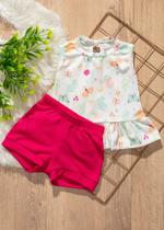 Conjunto Bebê Verão Regata Estampa Borboleta e Shorts Pink