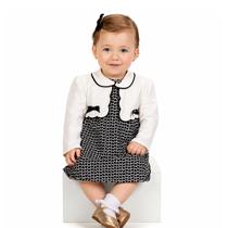 Conjunto Bebê Vestido Body Preto e Branco e Casaquinho Off-White Milon Tamanho:M (3-6 meses) Conjunto Bebê Vestido Body Preto e Branco e Casaquinho Off-White Milon Tamanho:M (3-6 meses)