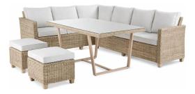 Conjunto Bege Aluminio 4 Pecas Sofa Banco Mesa 8 Lugares Conjunto Bege Aluminio 4 Pecas Sofa Banco Mesa 8 Lugares