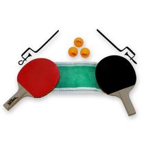 Conjunto Bel Duas Raquetes Três Bolinhas Rede E Suporte Ping Pong Tênis De Mesa Madeira Resistente