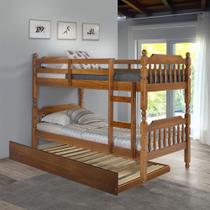 Conjunto Beliche torneado com Cama Auxiliar em Madeira Maciça Mv Outlet