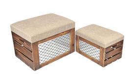 Conjunto Bench Cheung's de 2 estofados para armazenamento em madeira marrom