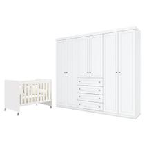 Conjunto Berço Americano Evolution 4 em 1 e Guarda Roupa Casal 6 Portas 4 Gavetas MDF MDP 262cm Conjunto Berço Americano Evolution 4 em 1 e Guarda Roupa Casal 6 Portas 4 Gavetas MDF MDP 262cm