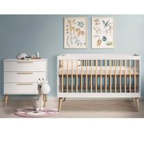 Conjunto Berço de Bebê e Cômoda Infantil 3 gavetas Retrô - Quater
