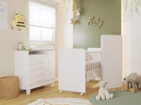 Conjunto Berço e Cômoda Infantil Branco Completo, Seguro e Funcional Ideal para Quarto de Bebê Com Colchão Conjunto Berço e Cômoda Infantil Branco Completo, Seguro e Funcional Ideal para Quarto de Bebê Com Colchão