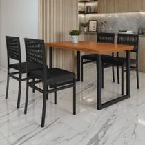 Conjunto Berlim Tampo Ripado Eucalípto 120x75cm com 4 Cadeiras Barcelona Conjunto Berlim Tampo Ripado Eucalípto 120x75cm com 4 Cadeiras Barcelona