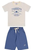 Conjunto Bermuda Chambray Mais Camiseta Listrada Infantil Masculino