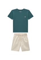 Conjunto Bermuda Cru com Elástico com Camiseta Onda Marinha