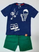 Conjunto Bermuda e Blusa Azul Marinho Ref D192637 Tam 2