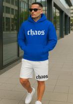 Conjunto Bermuda e Blusa Moletom Masculino e Feminino com Capuz e Bolso Chaos