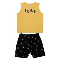 Conjunto Bermuda e Regata Infantil Masculina Estampada Surf Amarela e Preta 6 Anos - Rovitex Conjunto Bermuda e Regata Infantil Masculina Estampada Surf Amarela e Preta 6 Anos - Rovitex