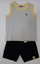 Conjunto Bermuda em Moletim Preto Ref D192613-A Tam 2