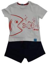 Conjunto Bermuda em Moletin Azul Ref D192635 Tam 1