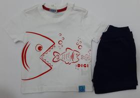 Conjunto Bermuda em Moletin Azul Ref D192635 Tam 3