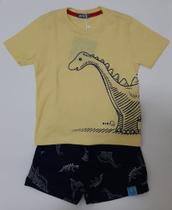Conjunto Bermuda Est Dinossauro e Blusa Amarela Ref D192609 Tam 2