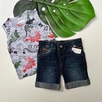 Conjunto Bermuda Jeans e Regata Masculino Infantil Verão