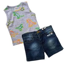 Conjunto Bermuda Jeans e Regata Masculino Infantil Verão