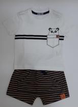 Conjunto Bermuda Listrada Branco Ref D192617 Tam 1