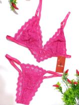 Conjunto bia renda sem bojo pink