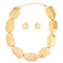 Conjunto Bijuteria Vera Oval Orgânico Dourado