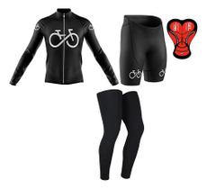 Conjunto Bike Forever Camisa Manga Longa Bermuda Gel 3D Pernito Silicone Mtb