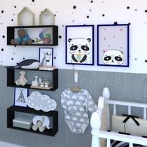 Conjunto Bim com 3 Nichos Bramov Móveis Preto