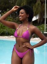 Conjunto Biquíni Adulto Cortininha Com Pedraria Calcinha Fio Duplo de Amarrar