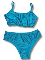 Conjunto Biquíni adulto texturizado top básico calcinha larga
