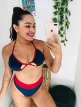 Conjunto Biquíni Azul e Vermelho com Bojo Pronta Entrega M Veste 36/38