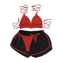Conjunto Biquíni com Bojo Cortininha, LISO + Shorts Conjunto Biquíni com Bojo Cortininha, LISO + Shorts
