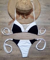 Conjunto Biquíni Cortininha Calcinha De Amarrar Fio Duplo Preto Tam.P Conjunto Biquíni Cortininha Calcinha De Amarrar Fio Duplo Preto Tam.P