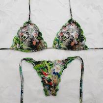 Conjunto biquini cortininha com bojo removível com a tanga amarrar-Felisbina