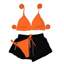 Conjunto Biquíni Cortininha Com Bojo + Shorts Conjunto Biquíni Cortininha Com Bojo + Shorts