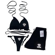 Conjunto Biquíni Cortininha de Amarrar bojo Gringas Model + Short