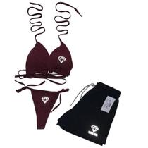 Conjunto Biquíni Cortininha de Amarrar bojo Gringas Model + Short