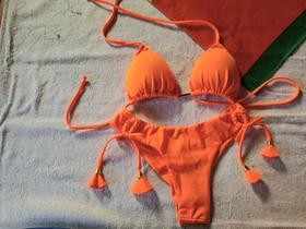 Conjunto Biquíni Cortininha e Calcinha Fio Duplo Sininhos Moda Praia Feminina