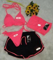 Conjunto Biquíni Cortininha Refletivo + Short + Top 1 Linha