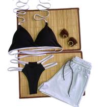 Conjunto Biquíni de 3 peças - Liso Tecido Suplex Conjunto Biquíni de 3 peças - Liso Tecido Suplex