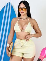 Conjunto Biquíni e Short Anarruga com Forro e Bojo Top Praia Verão
