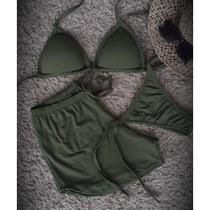 Conjunto biquini e shortinho canelado Conjunto biquini e shortinho canelado