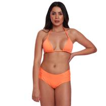 Conjunto Biquíni Feminino Cortininha Calcinha Tangão Largo FMF Laranja Conjunto Biquíni Feminino Cortininha Calcinha Tangão Largo FMF Laranja