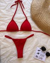 Conjunto Biquíni feminino Cortininha Fio Dental Com Forro Bojo Na Cor Vermelho TAM P Conjunto Biquíni feminino Cortininha Fio Dental Com Forro Bojo Na Cor Vermelho TAM P