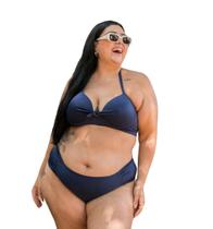Conjunto biquíni feminino plus size com bojo sustentação calcinha lateral larga P ao 54 Conjunto biquíni feminino plus size com bojo sustentação calcinha lateral larga P ao 54