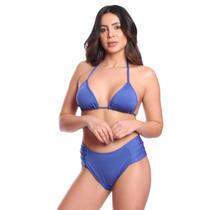 Conjunto Biquíni Feminino Vih Triny Cortininha Com Calcinha Tanga Azul Conjunto Biquíni Feminino Vih Triny Cortininha Com Calcinha Tanga Azul