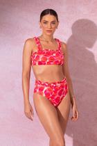 Conjunto biquíni hot pant estampa bem me quer