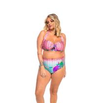 Conjunto biquíni hot pant estampado rosa