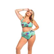 Conjunto biquíni hot pant estampado verde