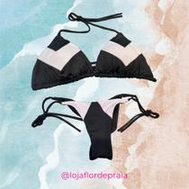 Conjunto Biquíni Ibiza Preto e Branco - Flor de Praia Conjunto Biquíni Ibiza Preto e Branco - Flor de Praia