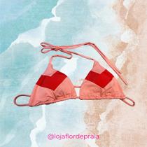 Conjunto Biquíni Ibiza Rosa e Vermelho - Flor de Praia Conjunto Biquíni Ibiza Rosa e Vermelho - Flor de Praia